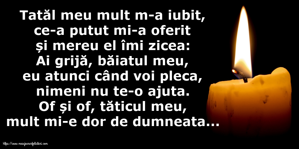 Comemorare Of și of, tăticul meu, mult mi-e dor de dumneata...
