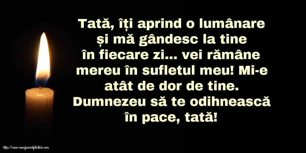 Dumnezeu să te odihnească în pace, tată!