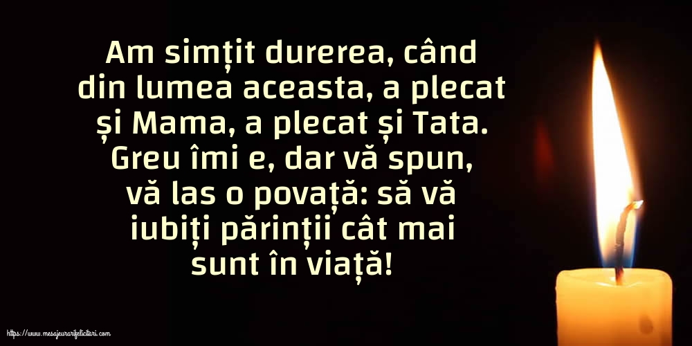 Comemorare Să vă iubiți părinții cât mai sunt în viață!