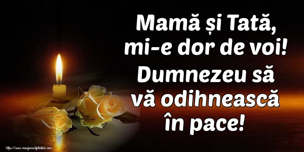 Mamă și Tată, mi-e dor de voi! Dumnezeu să vă odihnească în pace!
