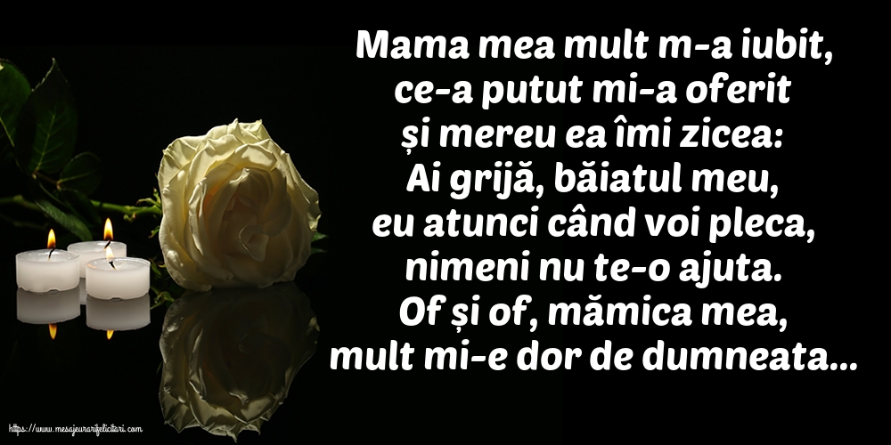 Comemorare Of și of, mămica mea, mult mi-e dor de dumneata...