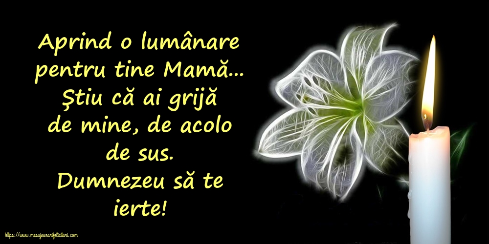 Comemorare Dumnezeu să te ierte! O lumânare pentru Mama...