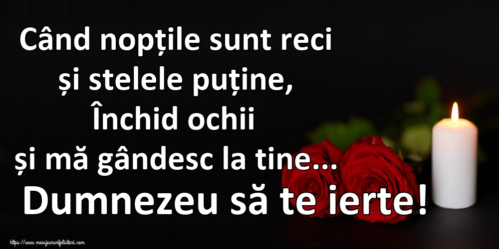 Când nopțile sunt reci și stelele puține, Închid ochii și mă gândesc la tine... Dumnezeu să te ierte!