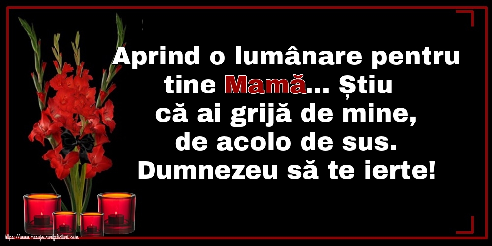 Comemorare Dumnezeu să te ierte! O lumânare pentru Mama...