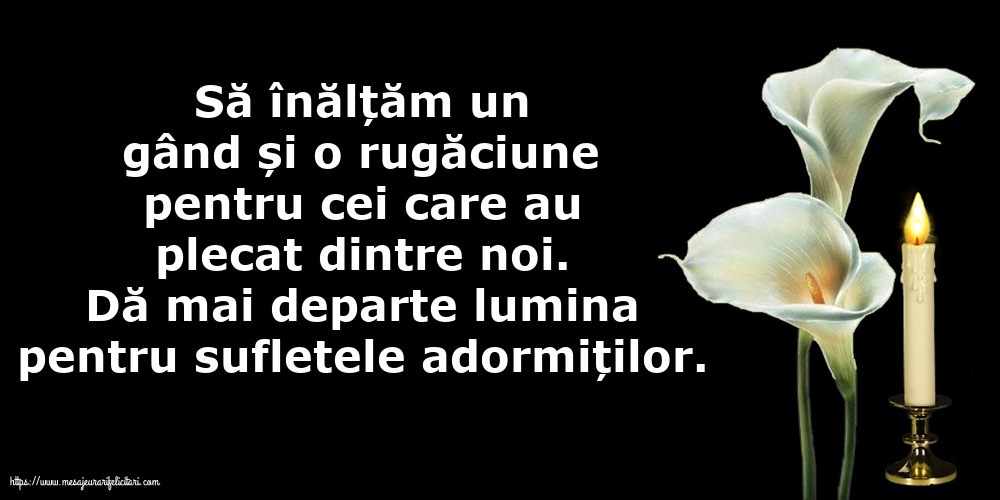 Comemorare Dă mai departe lumina pentru sufletele adormiților.