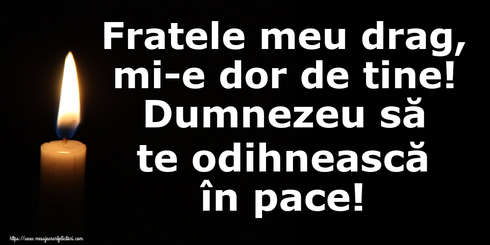 Fratele meu drag, mi-e dor de tine! Dumnezeu să te odihnească în pace!