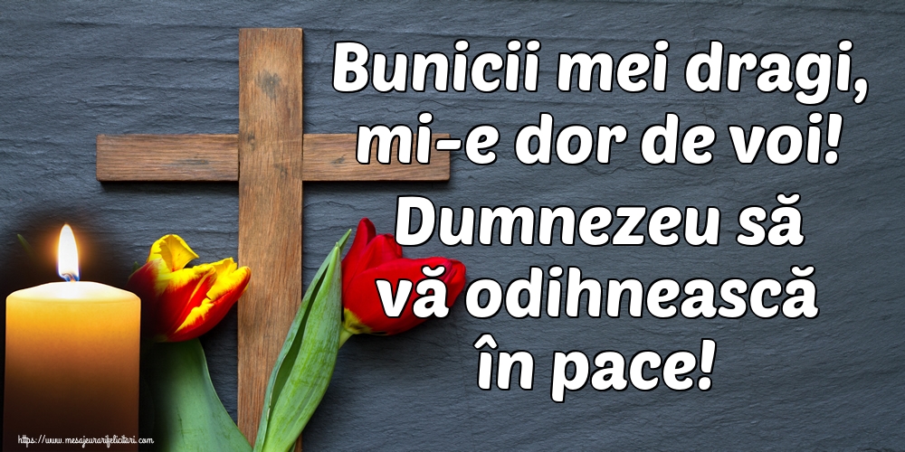 Imagini de Comemorare - Bunicii mei dragi, mi-e dor de voi! Dumnezeu să vă odihnească în pace! - mesajeurarifelicitari.com