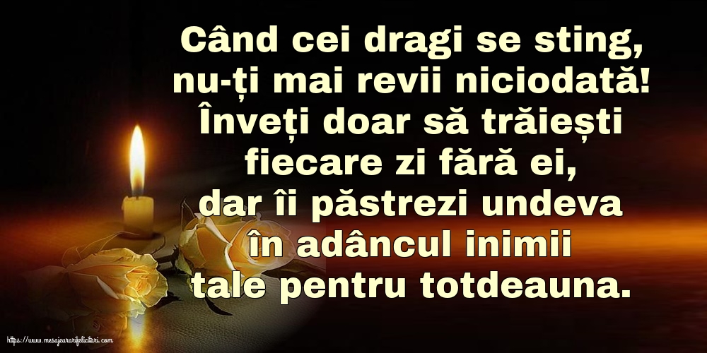 Când cei dragi se sting, nu-ți mai revii niciodată!