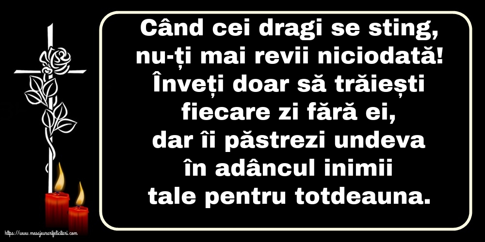 Comemorare Când cei dragi se sting, nu-ți mai revii niciodată!