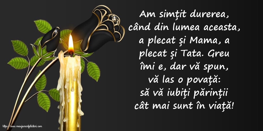 Comemorare Să vă iubiți părinții cât mai sunt în viață!