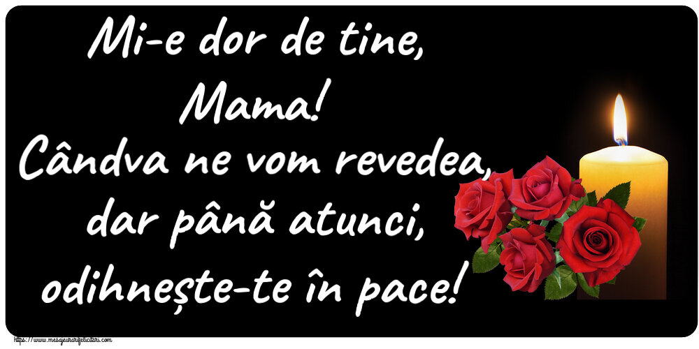 Comemorare Mi-e dor de tine, Mama! Cândva ne vom revedea, dar până atunci, odihnește-te în pace!