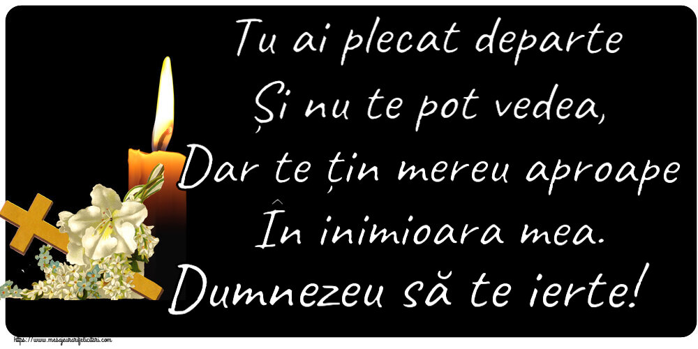 Comemorare Tu ai plecat departe Și nu te pot vedea, Dar te țin mereu aproape În inimioara mea. Dumnezeu să te ierte!