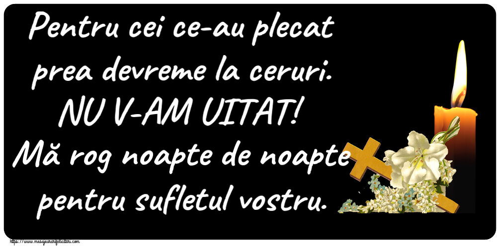 Comemorare Pentru cei ce-au plecat prea devreme la ceruri. NU V-AM UITAT! Mă rog noapte de noapte pentru sufletul vostru.