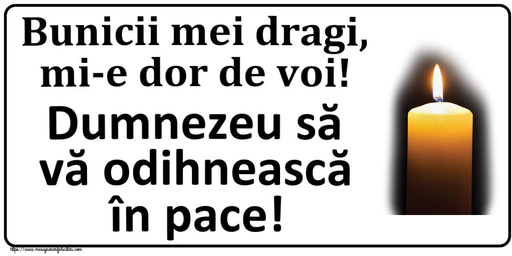 Comemorare Bunicii mei dragi, mi-e dor de voi! Dumnezeu să vă odihnească în pace!
