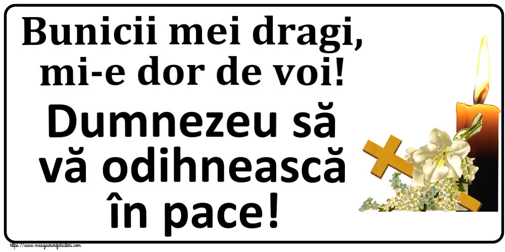 Comemorare Bunicii mei dragi, mi-e dor de voi! Dumnezeu să vă odihnească în pace!