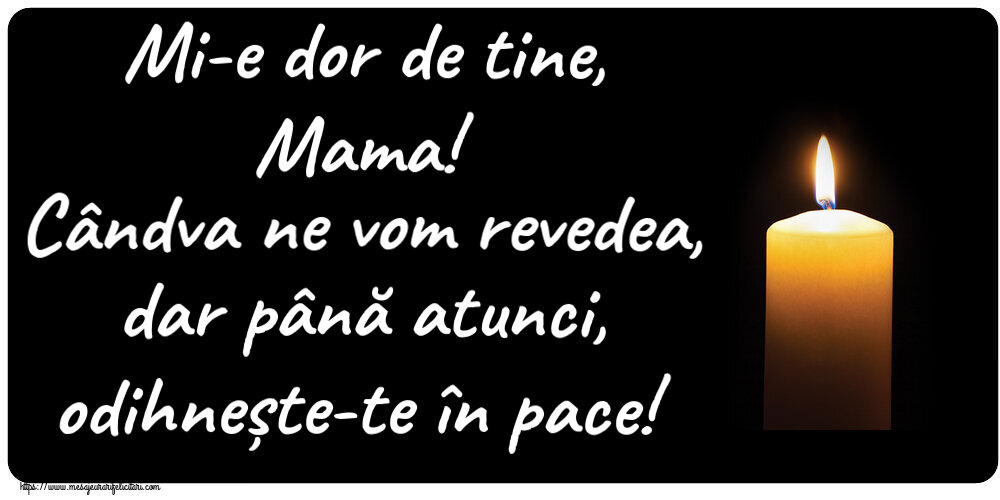Comemorare Mi-e dor de tine, Mama! Cândva ne vom revedea, dar până atunci, odihnește-te în pace!