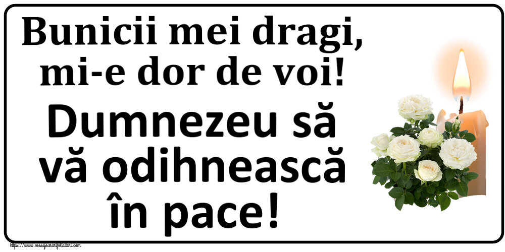 Comemorare Bunicii mei dragi, mi-e dor de voi! Dumnezeu să vă odihnească în pace!