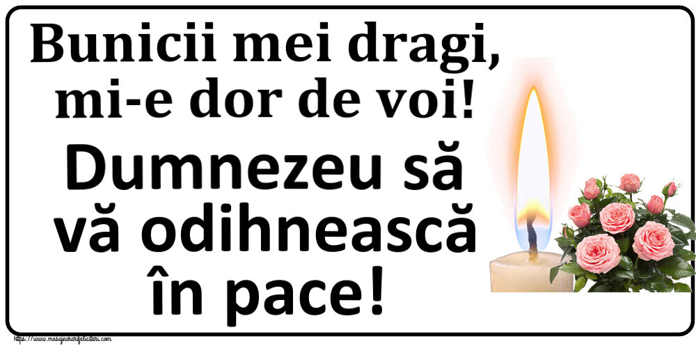 Comemorare Bunicii mei dragi, mi-e dor de voi! Dumnezeu să vă odihnească în pace!