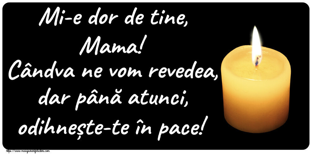 Comemorare Mi-e dor de tine, Mama! Cândva ne vom revedea, dar până atunci, odihnește-te în pace!