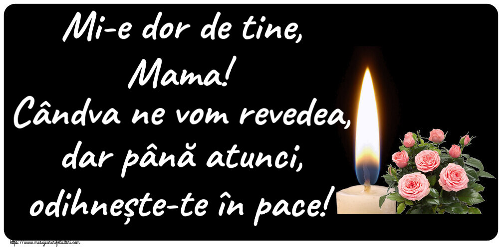 Comemorare Mi-e dor de tine, Mama! Cândva ne vom revedea, dar până atunci, odihnește-te în pace!