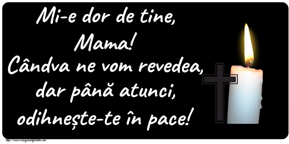 Comemorare Mi-e dor de tine, Mama! Cândva ne vom revedea, dar până atunci, odihnește-te în pace!