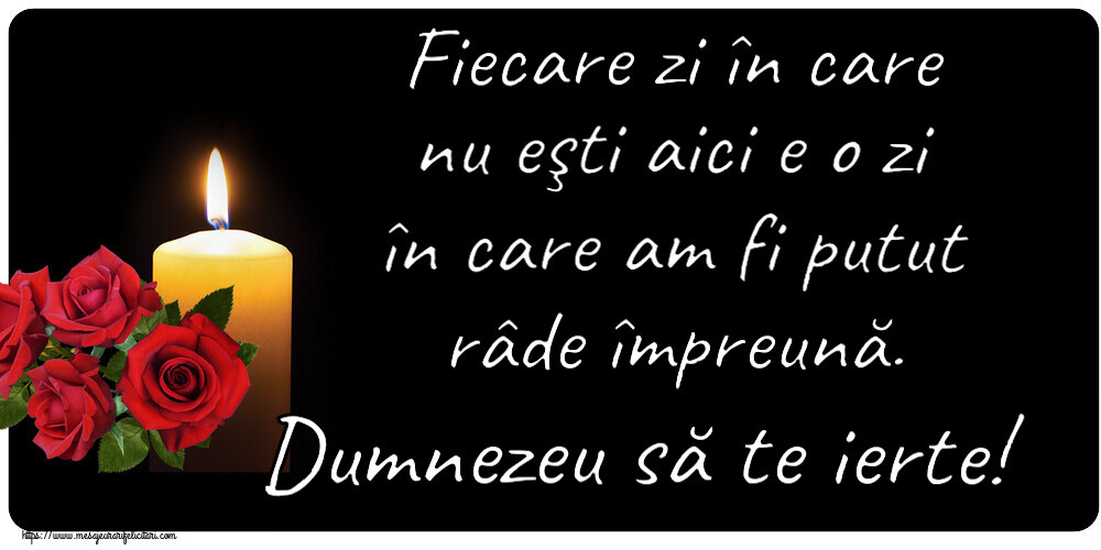 Fiecare zi în care nu eşti aici e o zi în care am fi putut râde împreună. Dumnezeu să te ierte!
