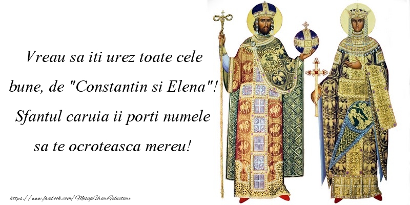 Vreau sa iti urez toate cele bune, de Constantin si Elena! Sfantul caruia ii porti numele sa te ocroteasca mereu!