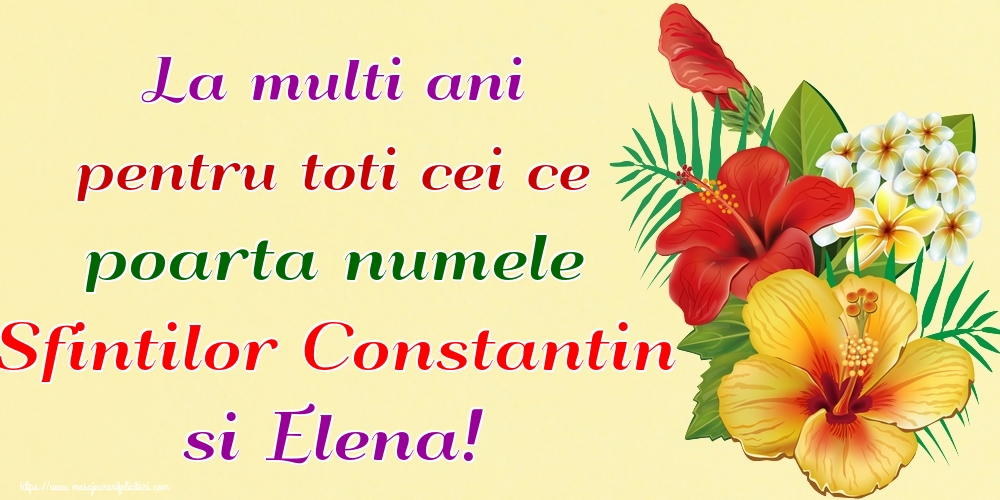 Felicitari de Sfintii Constantin si Elena - La multi ani pentru toti cei ce poarta numele Sfintilor Constantin si Elena! - mesajeurarifelicitari.com