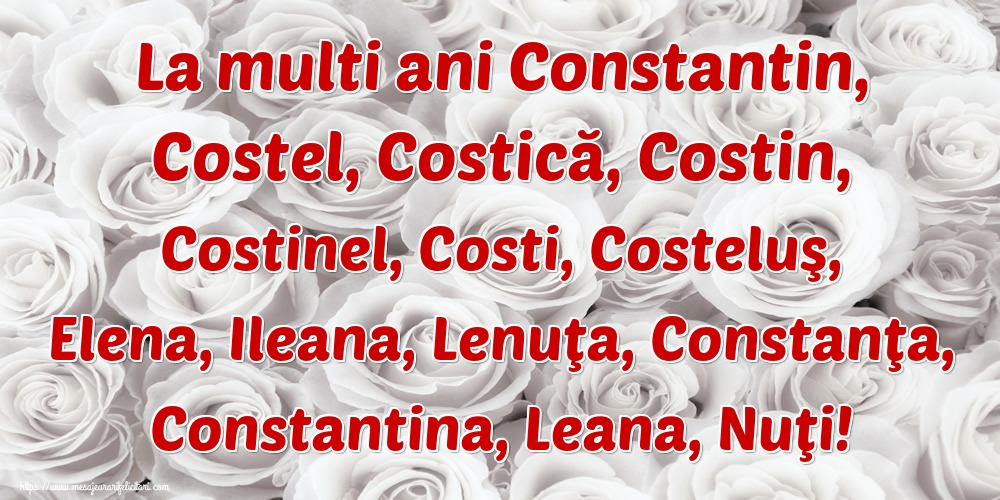 La multi ani Constantin, Costel, Costică, Costin, Costinel, Costi, Costeluş, Elena, Ileana, Lenuţa, Constanţa, Constantina, Leana, Nuţi!