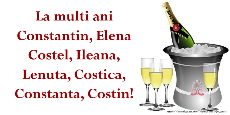 La multi ani Constantin, Elena Costel, Ileana, Lenuta, Costica, Constanta, Costin!