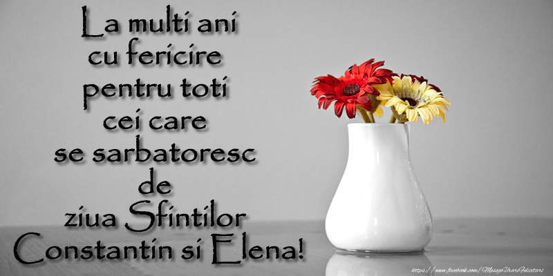 Felicitari de Sfintii Constantin si Elena - La multi ani cu fericire pentru toti cei care se sarbatoresc de ziua Sfintilor Constantin si Elena! - mesajeurarifelicitari.com