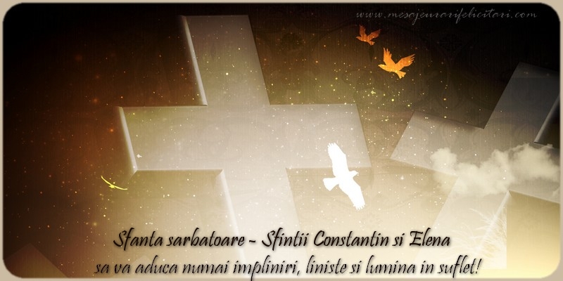 Sfanta sarbatoare Sfintii Constantin si Elena sa va aduca numai impliniri, liniste si lumina in suflet!
