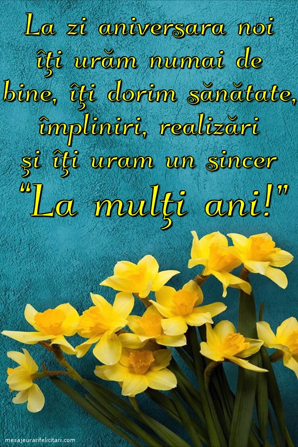 La zi aniversara noi îţi urăm numai de bine