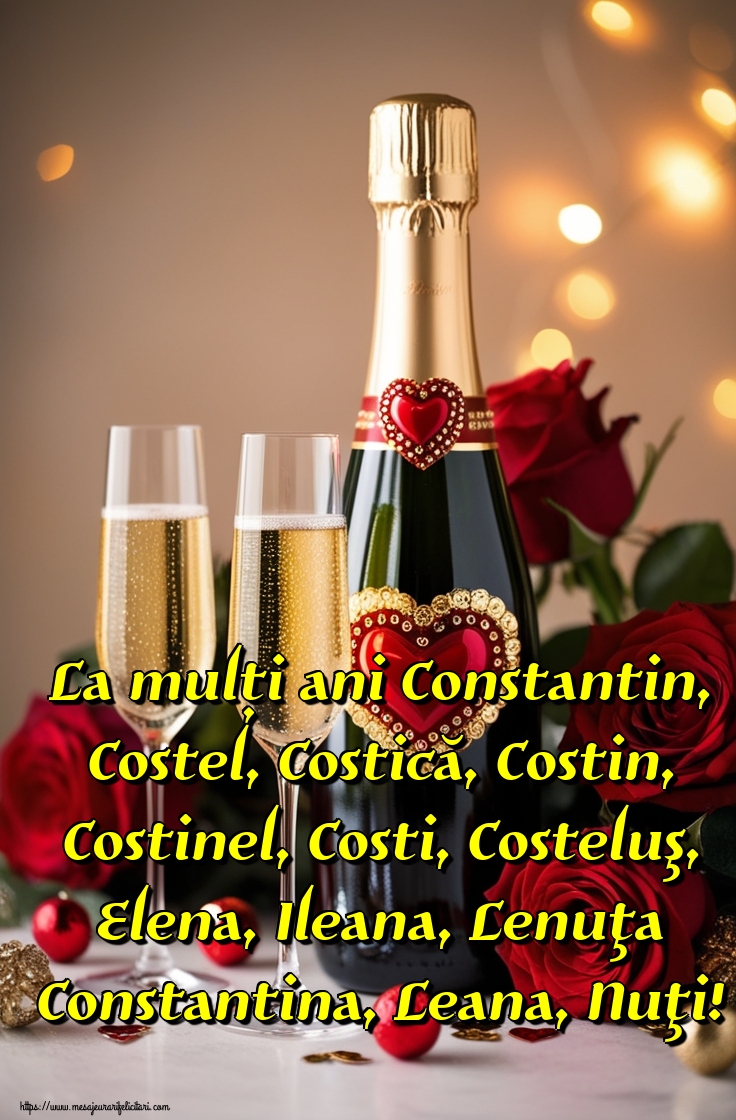 La mulți ani Constantin, Costel, Costică, Costin, Costinel, Costi, Costeluş, Elena, Ileana, Lenuţa Constantina, Leana, Nuţi!