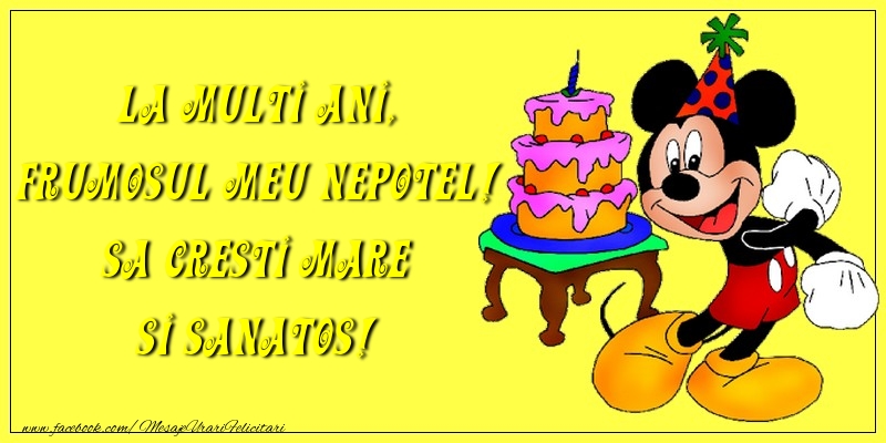 Felicitari pentru copii - La multi ani, frumosul meu nepotel - mesajeurarifelicitari.com