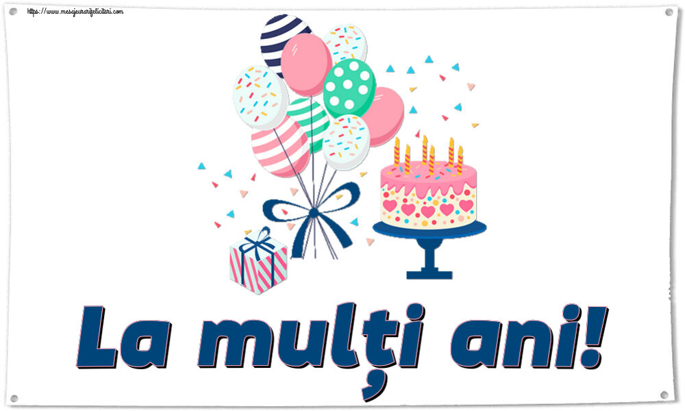 Felicitari pentru copii - La mulți ani! ~ tort și baloane - mesajeurarifelicitari.com