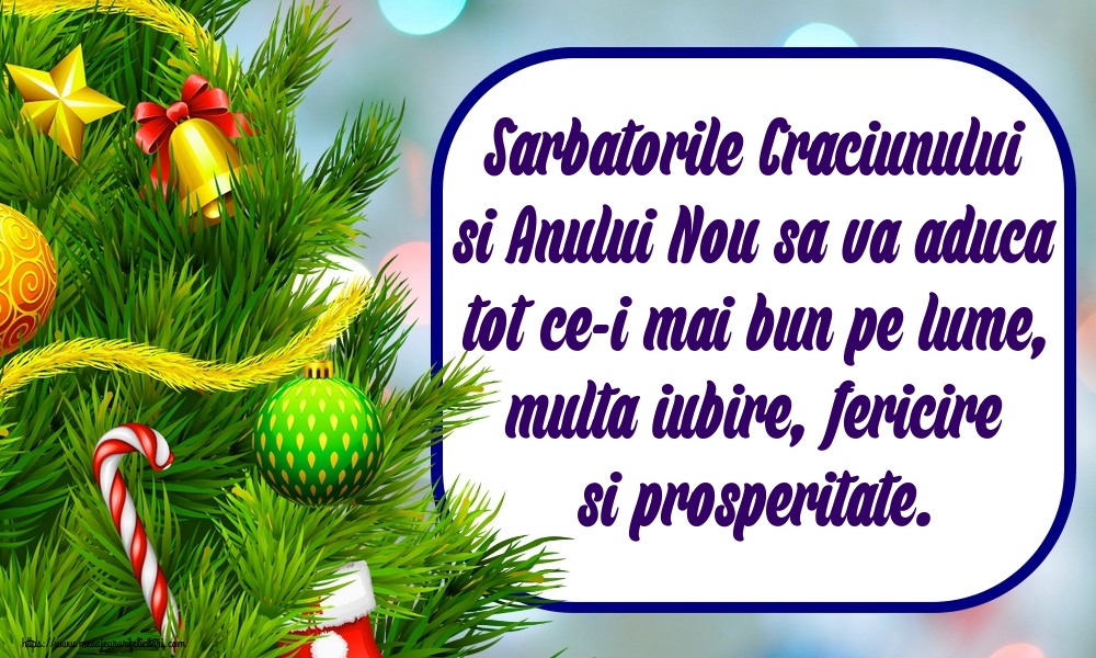Sarbatorile Craciunului si Anului Nou sa va aduca tot ce-i mai bun pe lume, multa iubire, fericire si prosperitate.
