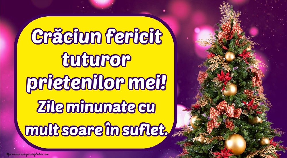Crăciun fericit tuturor prietenilor mei! Zile minunate cu mult soare în suflet.