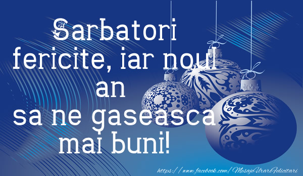 Craciun Sarbatori fericite, iar noul an sa ne gasesca mai buni!