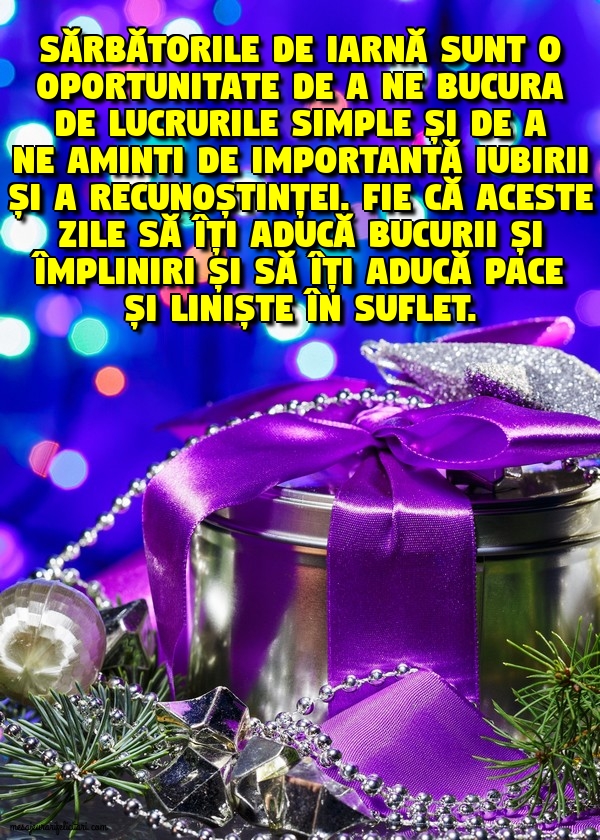 Sărbătorile de iarnă sunt o oportunitate de a ne bucura