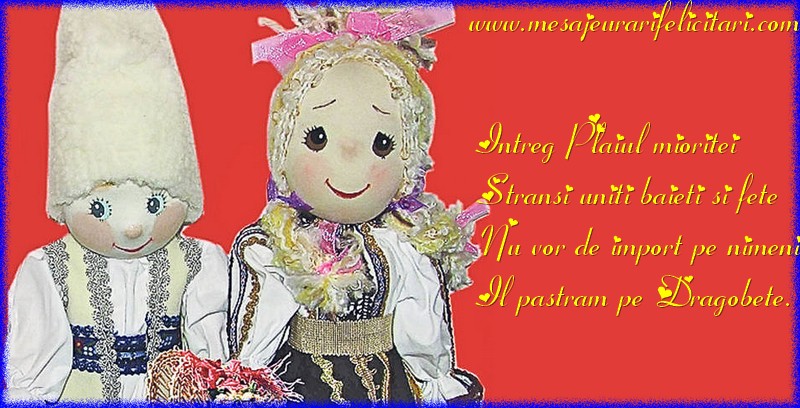 Intreg Plaiul mioritei Stransi uniti baieti si fete Nu vor de import pe nimeni Il pastram pe Dragobete.