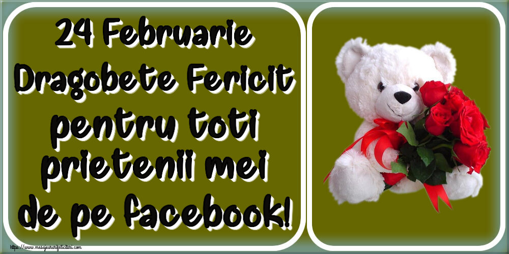 Dragobete 24 Februarie Dragobete Fericit pentru toti prietenii mei de pe facebook! ~ ursulet alb cu trandafiri rosii