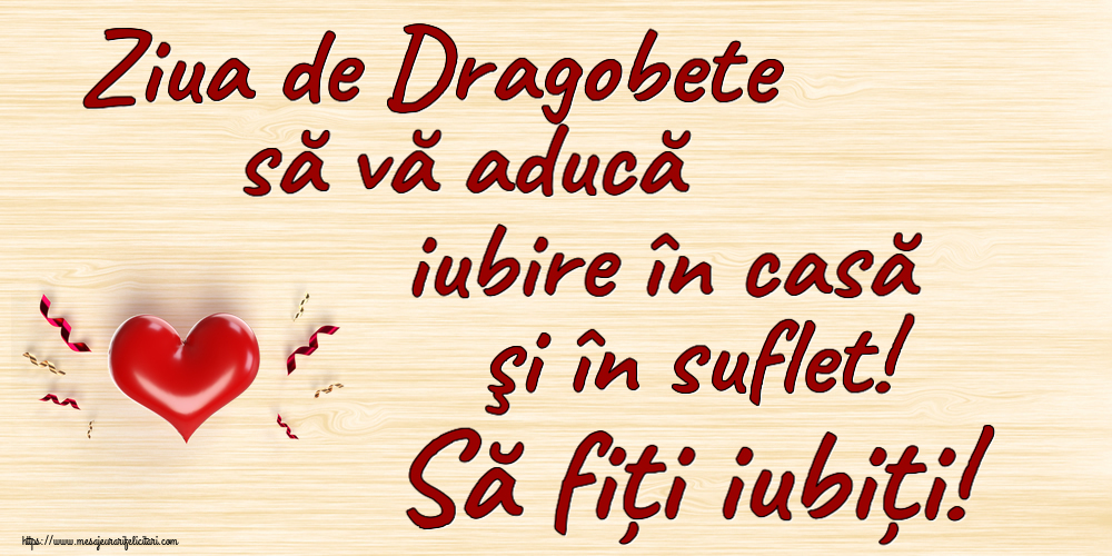 Dragobete Ziua de Dragobete să vă aducă iubire în casă şi în suflet! Să fiți iubiți! ~ inima roșie și confeti