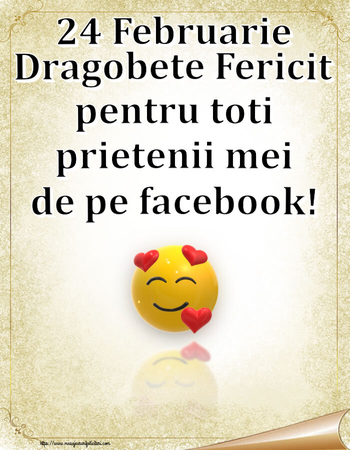 Dragobete 24 Februarie Dragobete Fericit pentru toti prietenii mei de pe facebook! ~ emoticoană love cu inimioare