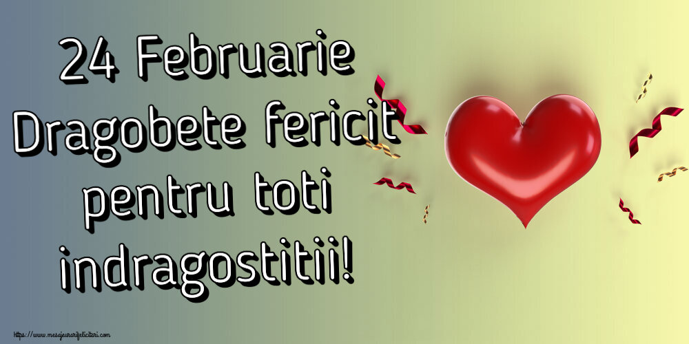 Dragobete 24 Februarie Dragobete fericit pentru toti indragostitii! ~ inima roșie și confeti