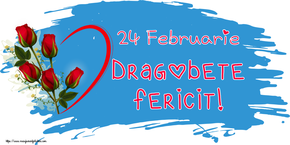 Felicitari de Dragobete - ❤️❤️❤️ 24 Februarie Dragobete fericit! ~ 5 trandafiri roșii cu inimioară - mesajeurarifelicitari.com