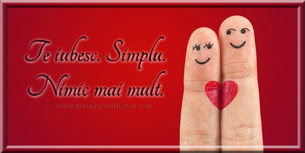 Te iubesc. Simplu. Nimic mai mult.