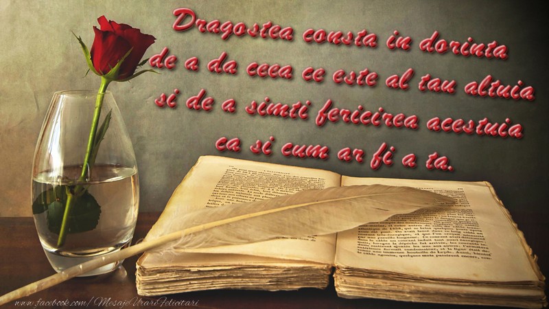 Dragostea consta in dorinta de a da ceea ce este al tau altuia si de a simti fericirea acestuia ca si cum ar fi a ta.