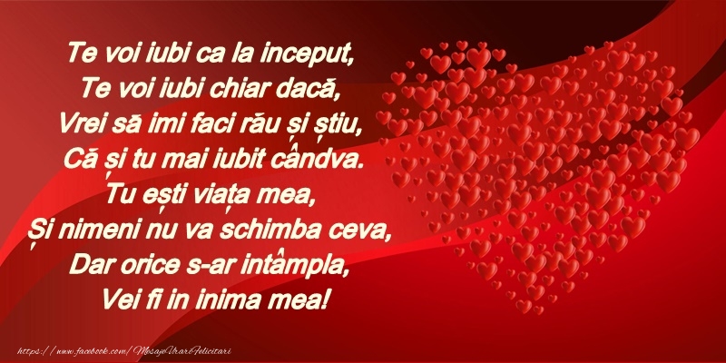 Felicitare cu mesaj de dragoste