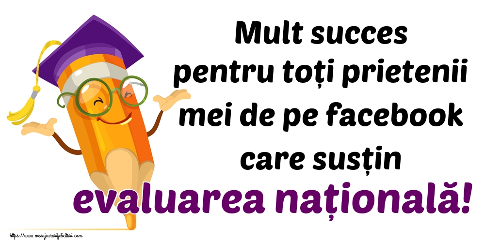 Mult succes pentru toți prietenii mei de pe facebook care susțin evaluarea națională!